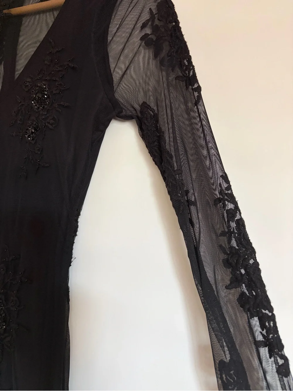 Whimsigoth Black Sheer Mesh Maxi Dress Dark Fairy Lined Witchy NEW WITH TAGS